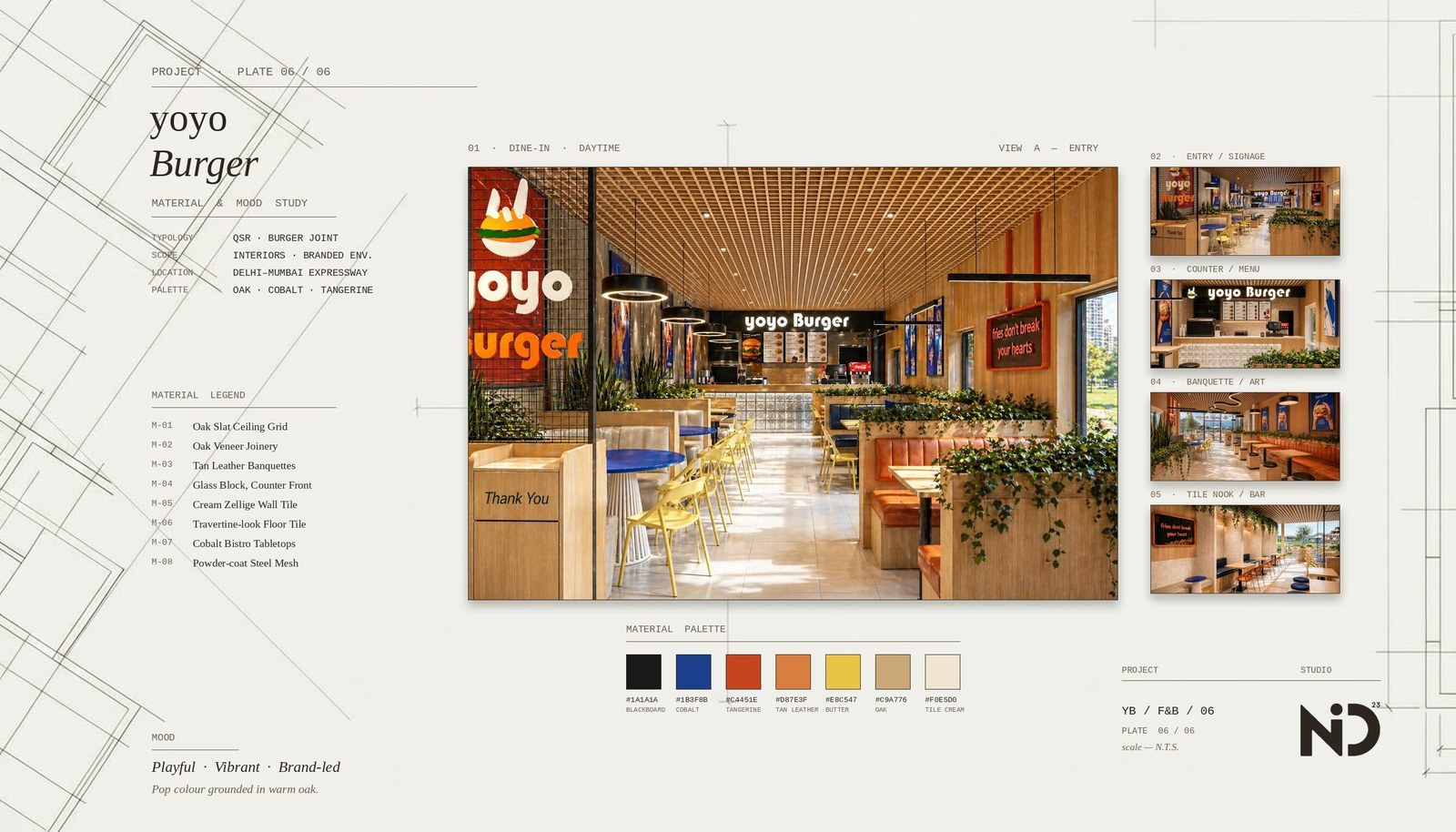 yoyo Burger — material & mood study plate