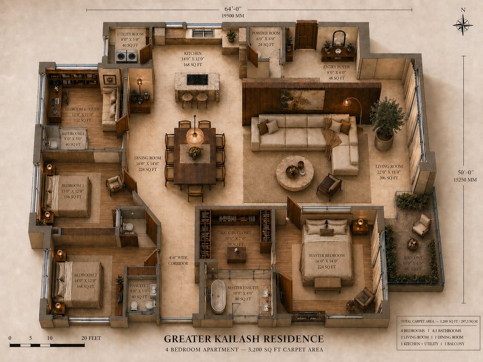 The Greater Kailash House — floor plan layout
