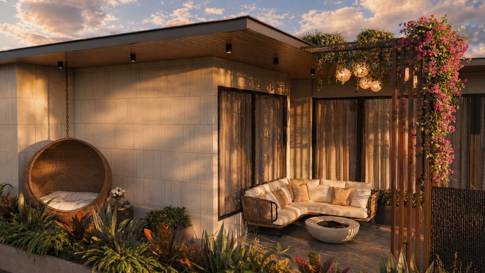 Ahmedabad terrace — patio with hanging chair