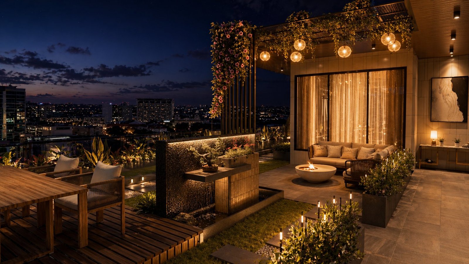 Ahmedabad terrace — at night