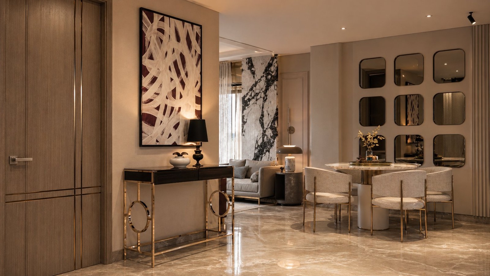 The Vikaspuri Residence — foyer with mirror panels